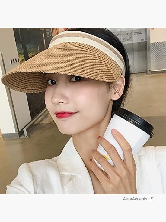 Wide Brim Straw Sun Visor for Women - Beach Camping Hiking main image 6